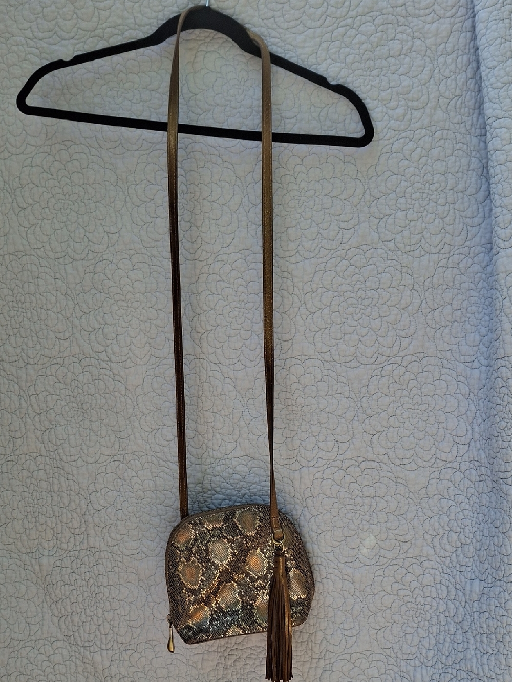 HOBO Brown Snake-Print Crossbody with Tassel